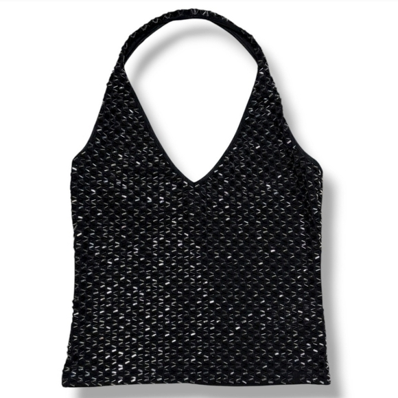 CACHÉ Black Beaded Cropped Halter VINTAGE - Picture 7 of 10